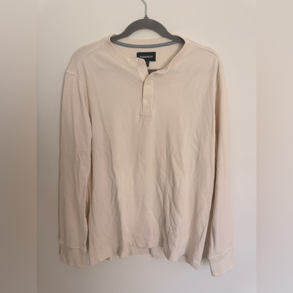 Bonobos Men's Long Sleeve Cream Henley